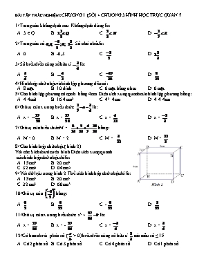Bài tập trắc nghiệm Toán 7 - Chương 3 Hình học trực quan